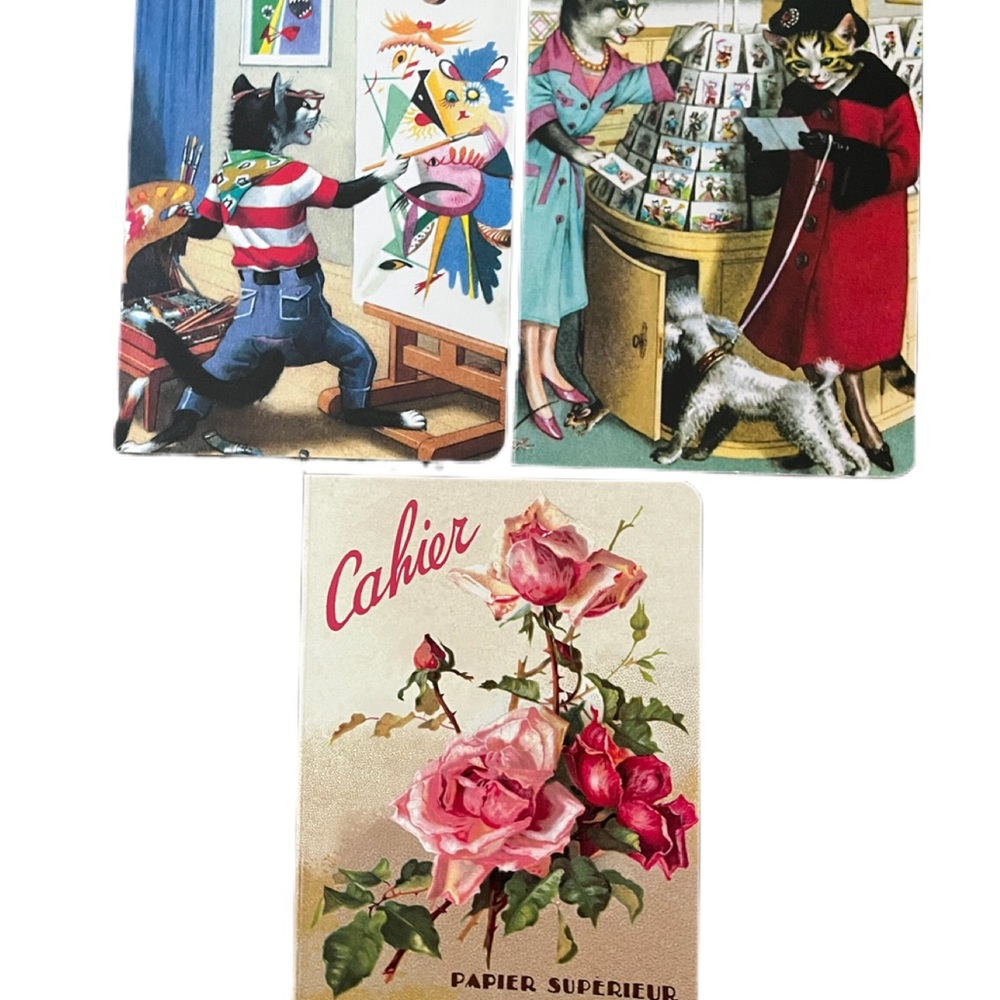 Laughing Elephant brand! Notebooks. Roses, Anthropomorphic cats! Brand new!
